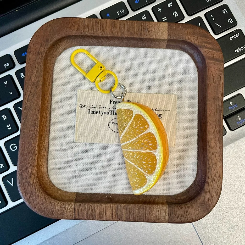 Fruit Pendant Keychain Idyllic Simulation Fruit Keychain Fruit Slice Keychain Decorative For Keys Car Decoration Suitcases