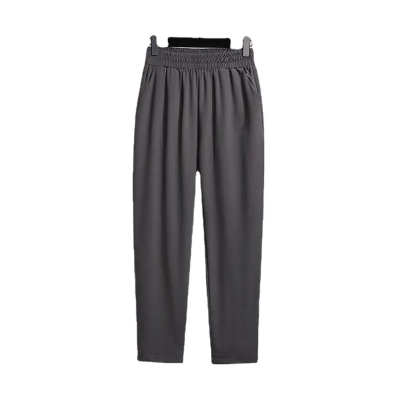 Oversized pants big size trousers women black pants wide legs pants plus size thin loose trousers