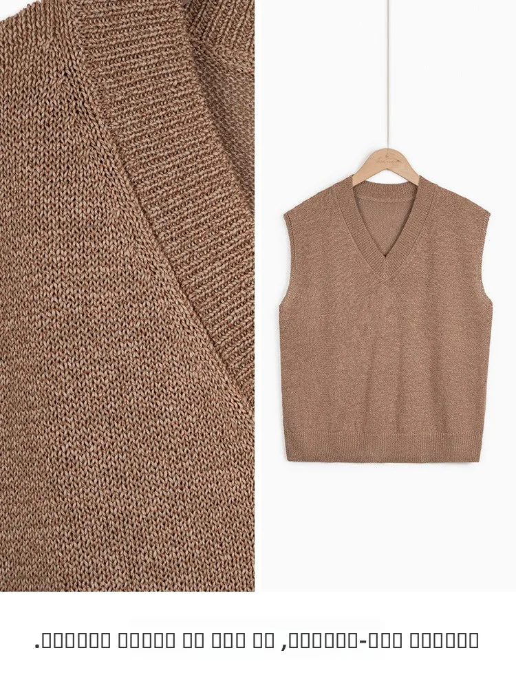 봄 대나무 바이오닉 슬리 홀로우 아웃 니트 베스트 슬림 V넥 탑 여성용 패션 코튼 라이오셀 혼방 스트레이트 컷