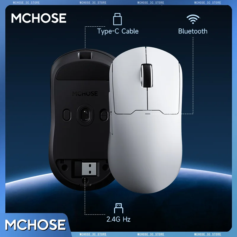 

MCHOSE A5V2 Ultra Wireless Gaming Mouse Wired 8K Wireless 4K 54g Lightweight E-Sport PAW3395 Sensor Customized Optical Switch