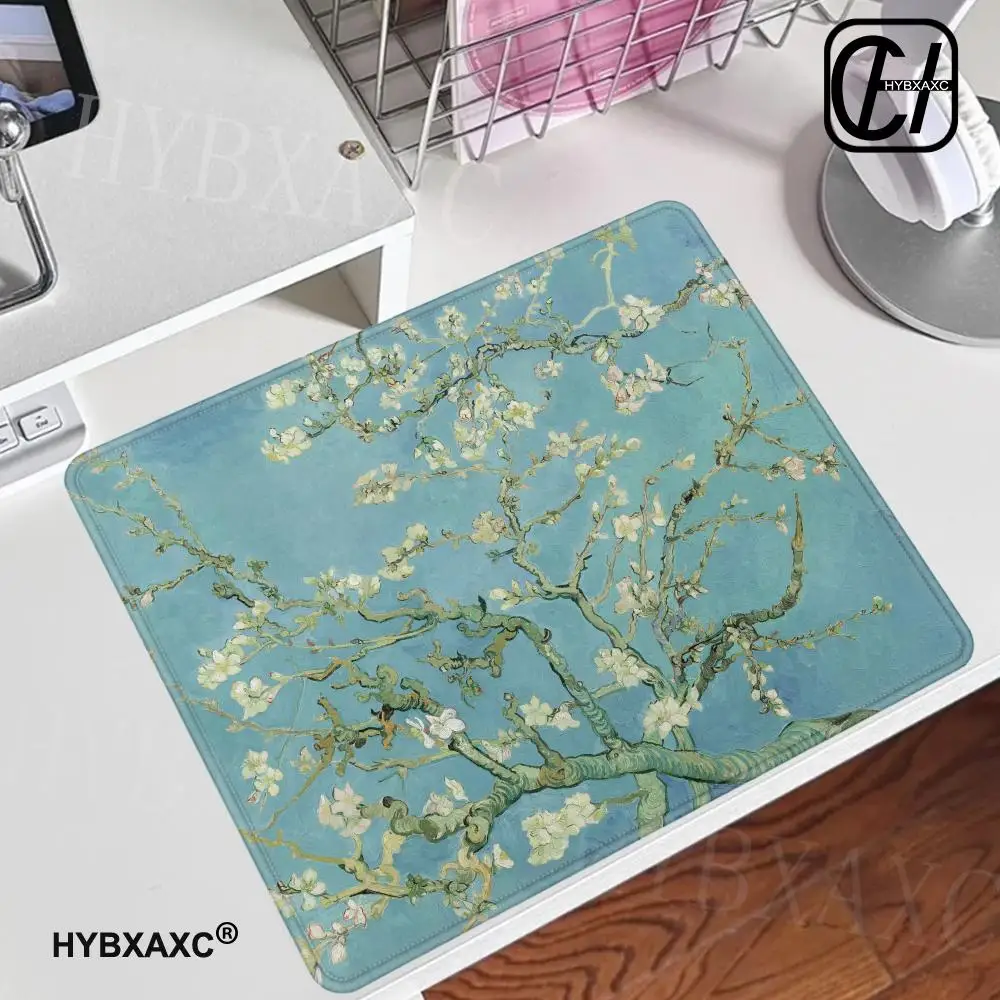 HYBXAXC Van Gogh Oil Painting Mouse Pad Small 45x40 Thickened Desktop Computer Keyboard Wireless Mouse Boy Girl Gift for CS DOTA