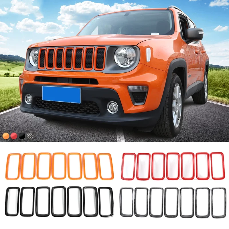 

Автомобильные наклейки для Jeep Renegade 2019 2020 2021, автомобильная передняя решетка радиатора, декоративное кольцо, аксессуары Sansour