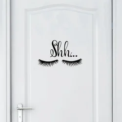 Eyelash Shh Vinyl Decals, Removable Shh Wall Stickers, Baby Sleeping Decal, Nursery Door Decor, Baby Room Wall Decor