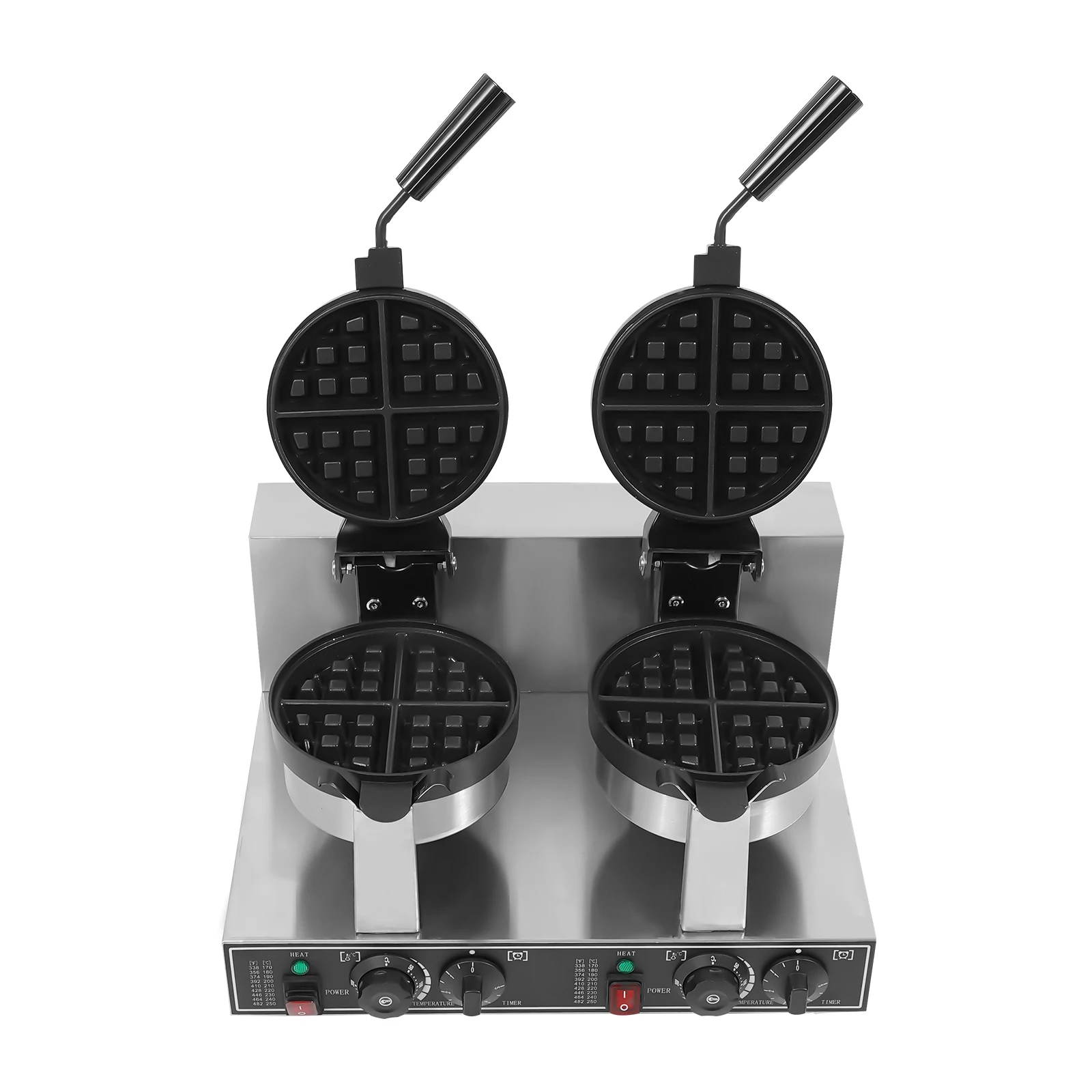 

2400W 201 Stainless Steel Waffle Maker, Adjustable Temperature Waffle Making Machine, Nonstick Double Head Waffle Maker Machine