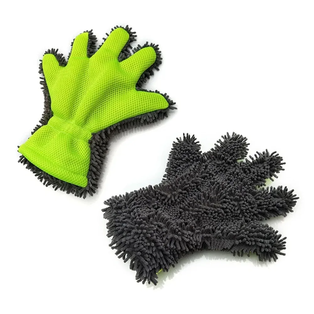 Premium 5-Finger Autowaschhandschuhe Weiche Mikrofaser Autowaschhandschuhe Wasserdicht Kratzfest Dicker Reinigungshandschuh
