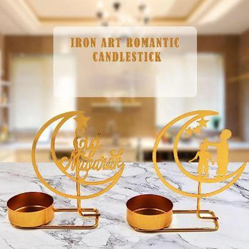 C5 Ramadan Metal Candle Holder Eid Mubarak Decoration for Home Room Dining Table Ornament Islamic Muslim Party Supplies Gifts