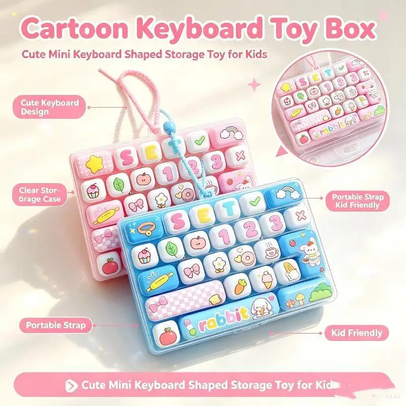Cute 26 Grids Stress Relief Simulation Keyboard Keychain Desktop Decoration Student Bag Ornament Creative Gift Toy