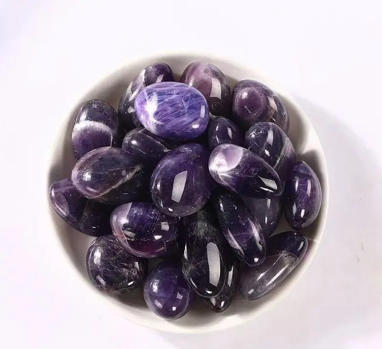 Wholesale 4pcs Polished Amethyst Tumbled Stones 20-30mm Energy Balance Sea Glass for Healing And Jewelry Making