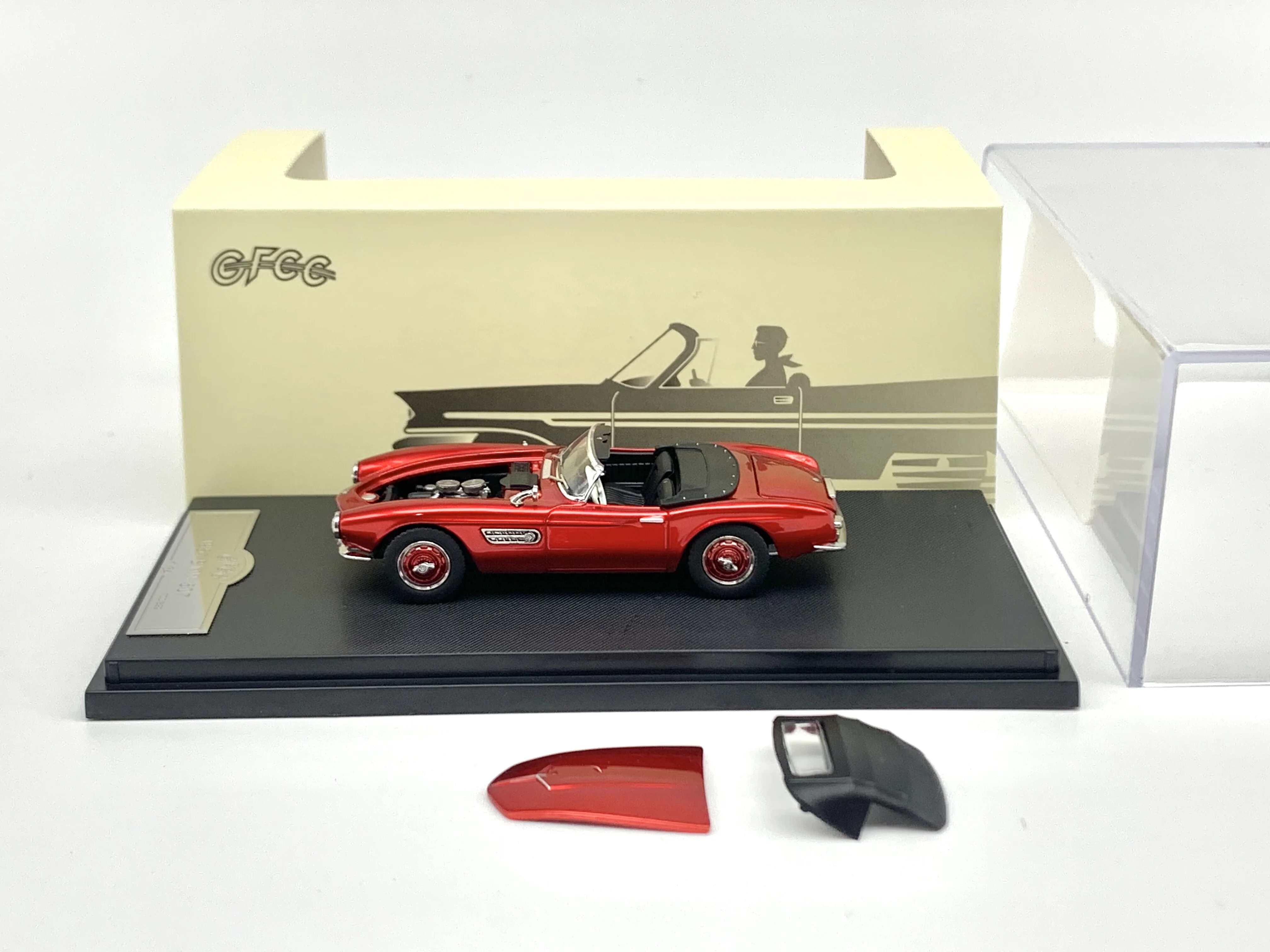 Diecast GFCC 1:64 Scale 1957 BMW 507 Convertible Magnetic Front Cover Alloy Car Model