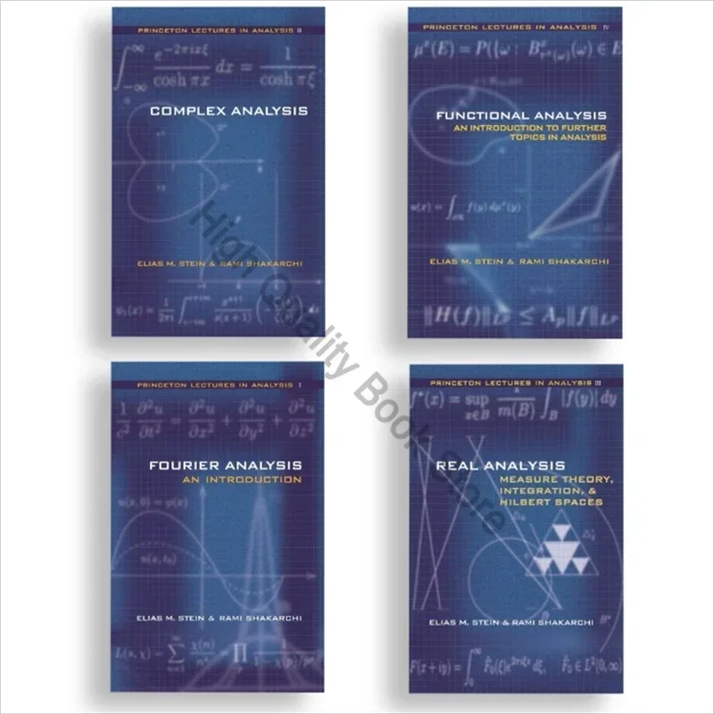 4 Books Princeton Lectures in Analysis Functional Analysis+Complex Analysis+Real Analysis+Fourier Analysis Mathematical Research