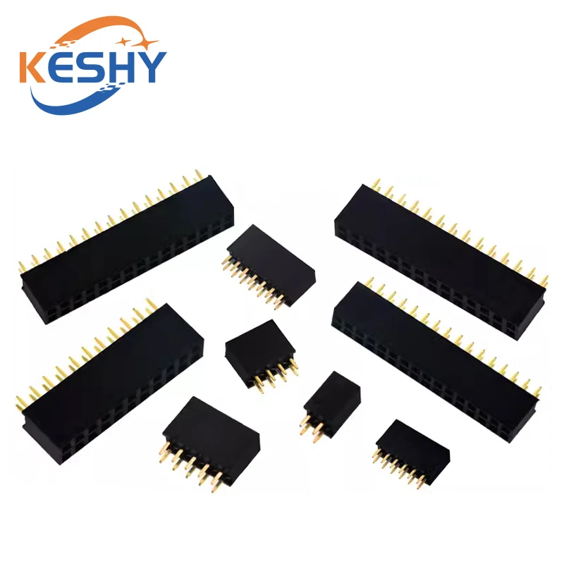 10pcs 2.54mm Double Row Straight Female 2-40P Pin Header Socket Connector 2x2/3/4/5/6/7/8/9/10/12/14/16/18/20/25/30/40Pin