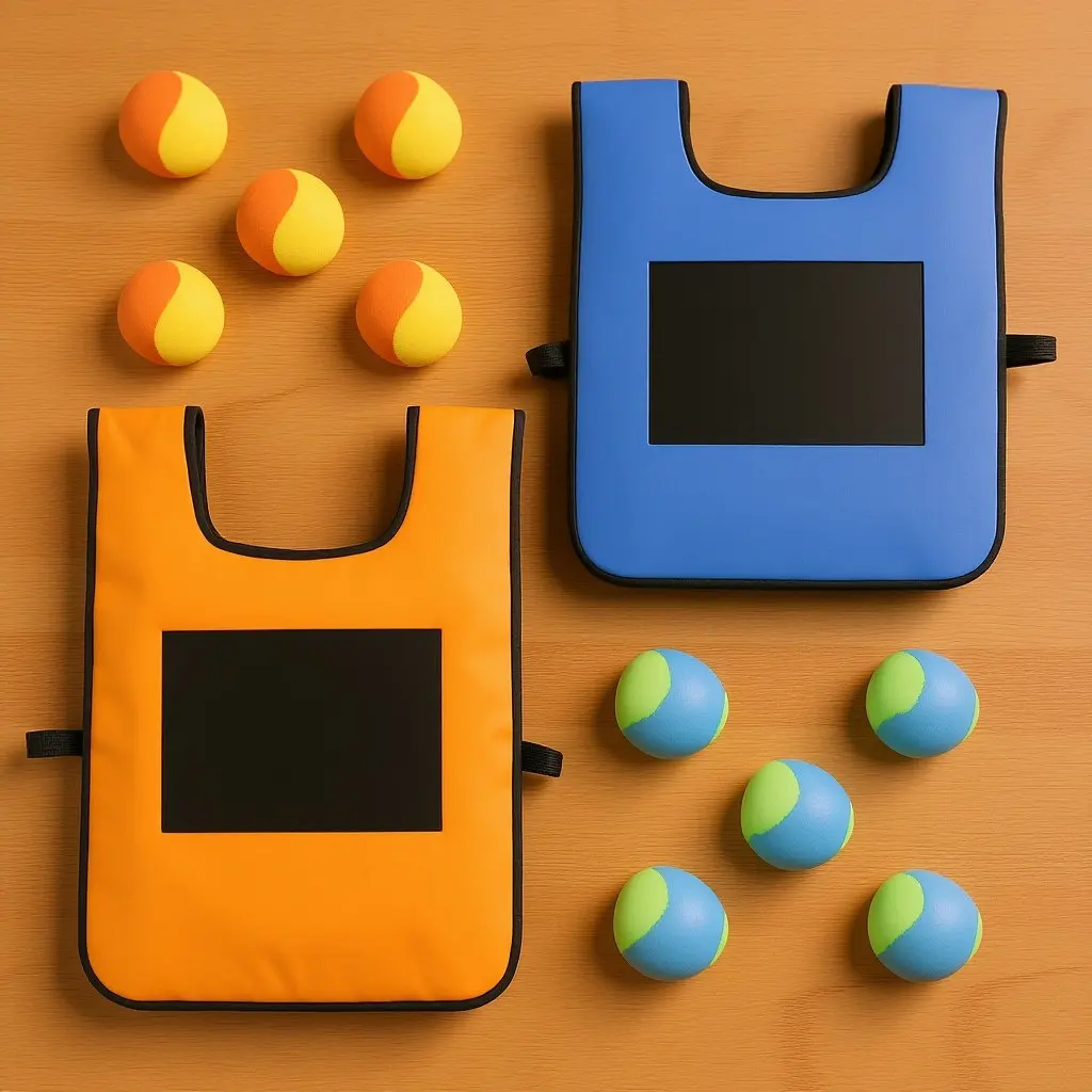 

2 комплекта жилетов с липкими шариками для детей, для игр на открытом воздухе, интерактивных занятий родителей и детей, групповых мероприятий, набор жилетов-мишеней для развлечений