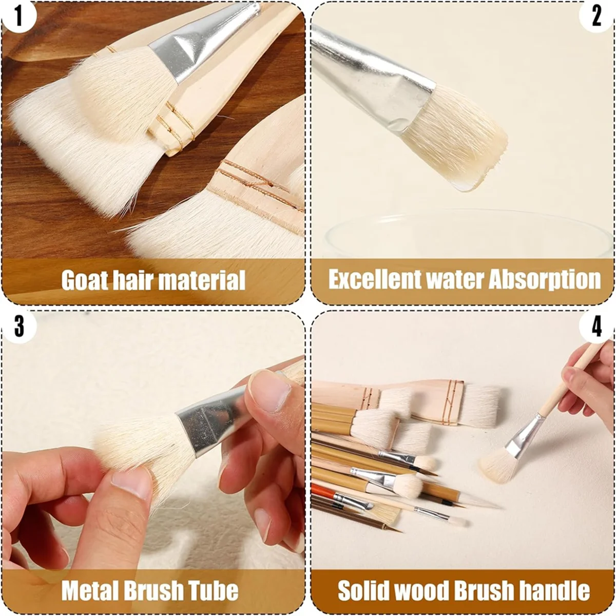 20 stuks aardewerk glazuurborstels set, keramische borstels met lange steel verschillende vormen wol kunst penseel tool voor kunstenaar