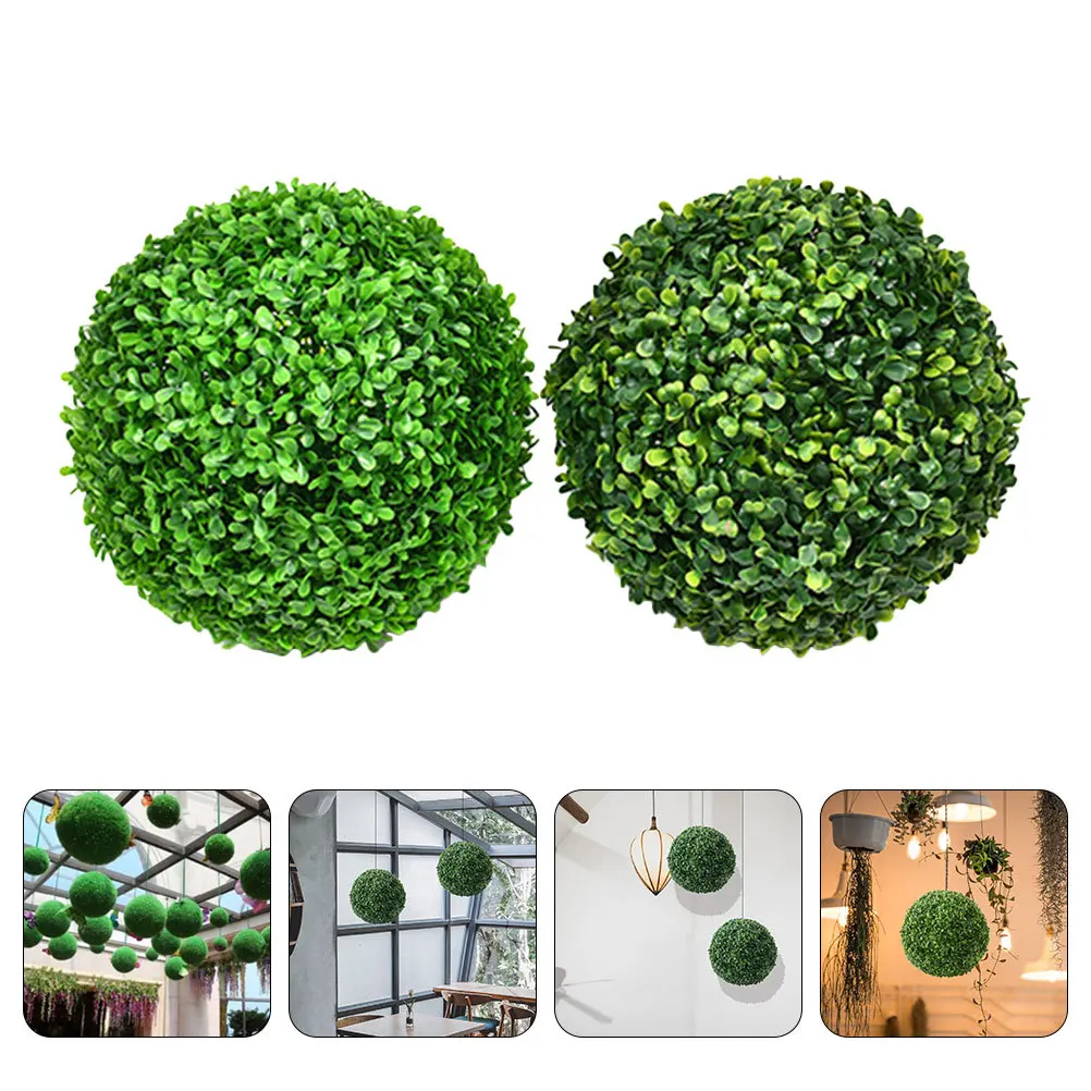 

2Pcs Artificial Plant Topiary Ball Garden Decor Hanging Grass Balls Realistic Green Leaf Ornaments Outdoor Indoor