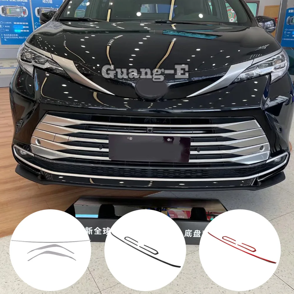 

For Toyota Sienna 2021 2022 2023 Front Bumper Bottom Lid Trim Cover Protector Car Styling Exterior Accessories Decoration 3Pcs