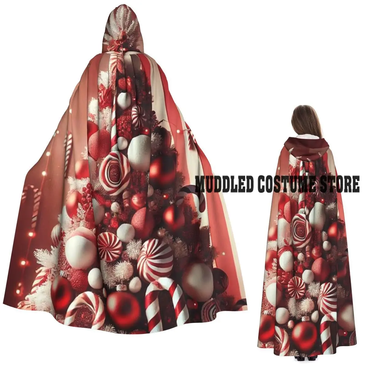 

Рождественский день, Рождество, конфета, длинный плащ с капюшоном, ведьма, средневековый костюм, накидка для косплея, пальто на Хэллоуин для взрослых, унисекс