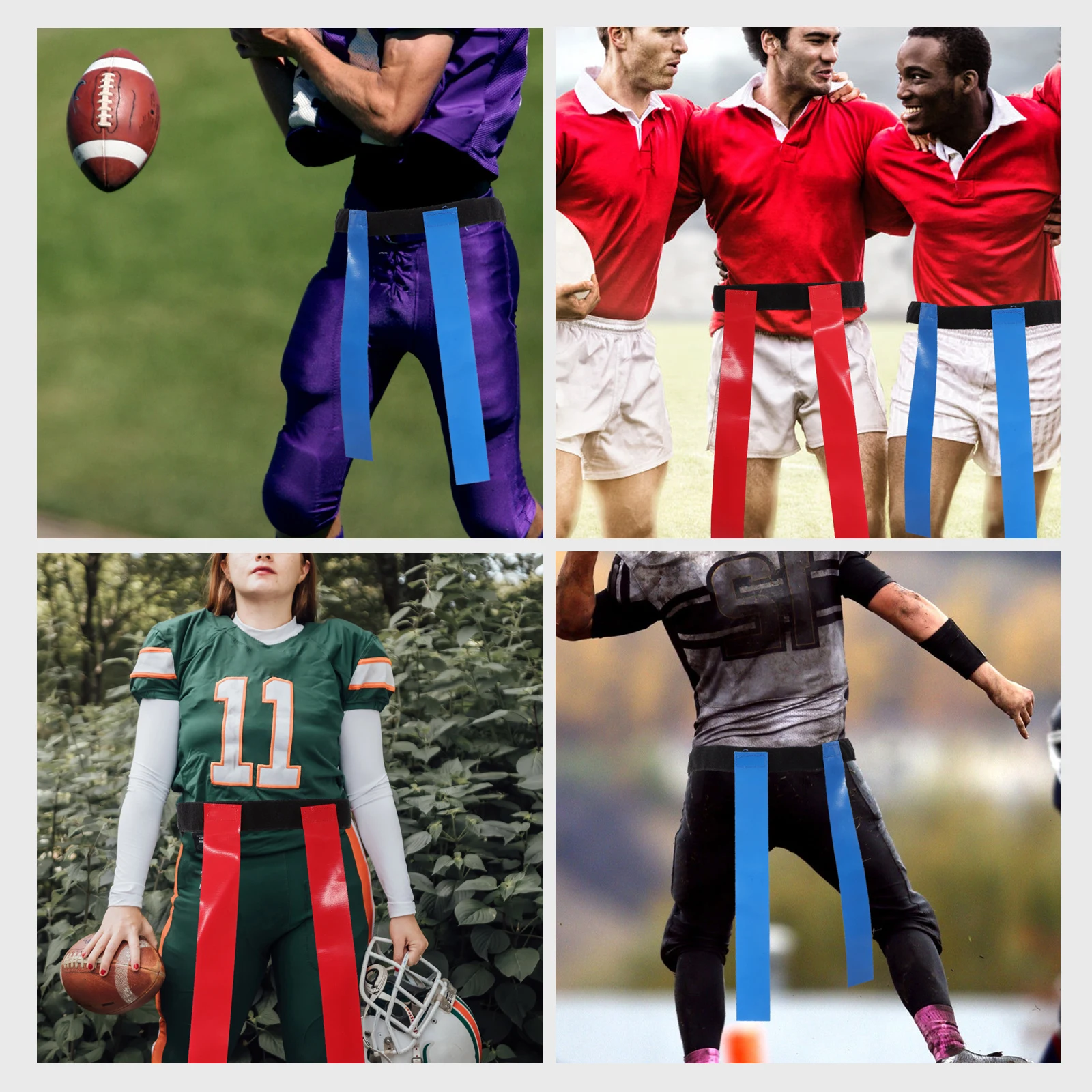 

2 set 2 Sets Football Flag Adjustable Rugby Waist Belt Outdoor Sports Equipment Multi-Use Training Prop Loud Sound Tackle Belt