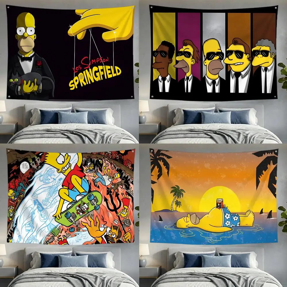 Animation Comedy The Simpsons Flags Lightweight no edging four rings hanging for indoor and outdoor decor