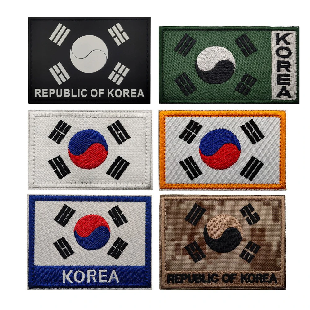 Korea Patches Embroidery PVC Outdoor Military Tactical Patches Clothing Backpack Stickers Boutique Logo Armband Badges