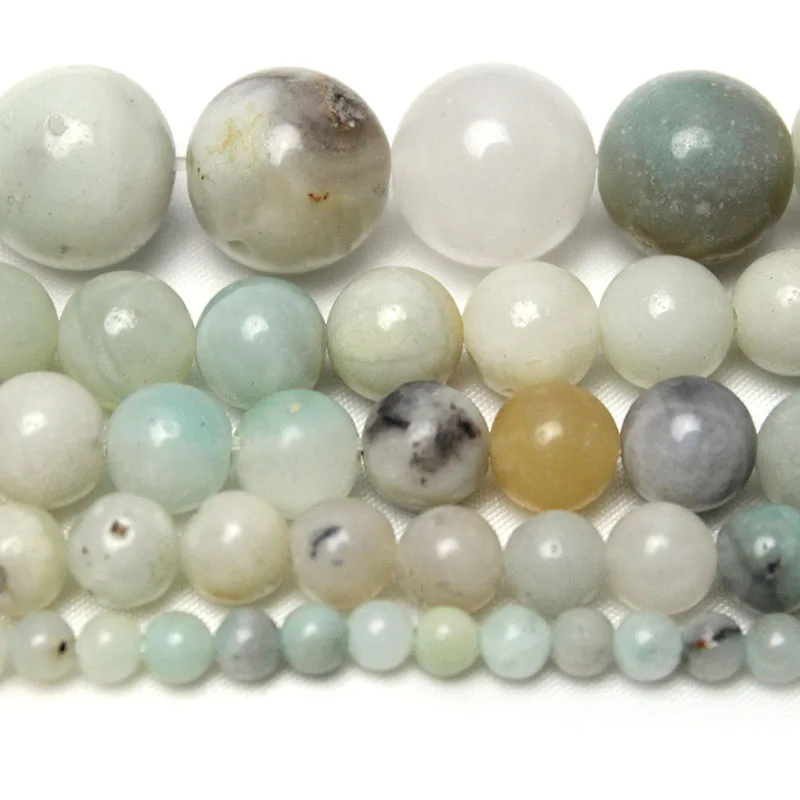 Natural  Multi Amazonite Stone Round Loose Spacer Beads For Jewelry Making 4 6 8 10 12mm Perles Gem Diy Bracelet Necklace 15