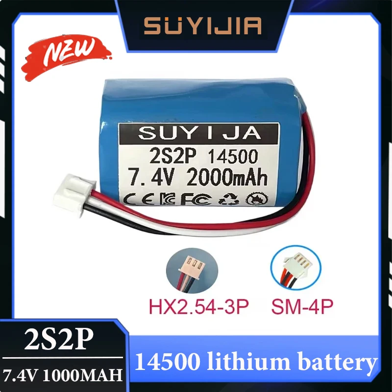 

14500 battery 2S2P 7.4V 2000mAh with BMS rechargeable Li-Ion battery suitable for toy remote control car radio small speaker