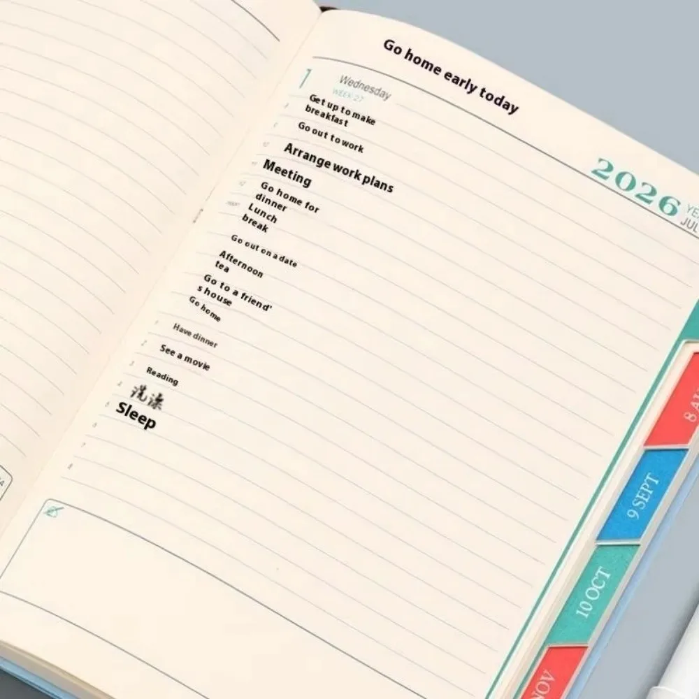 

A5 2026, книга по повестке дня, текстурированная книга-календарь из искусственной кожи, английская версия, планировщик, напоминание, блокнот, ежедневник, список дел