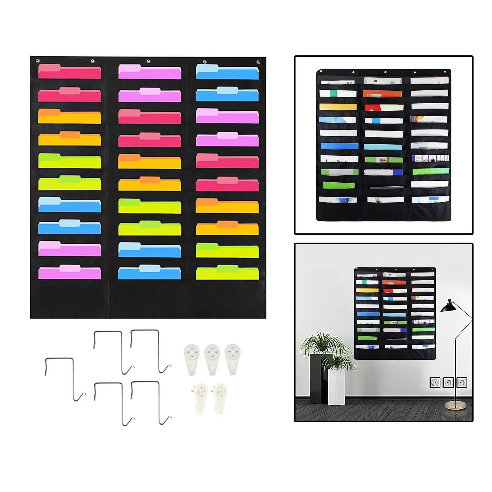 Creative Hanging Wall File Organizer 30 Pockets Heavy Duty Organize Pocket Chart Notebooks Letters Holder Magazine Home Storage