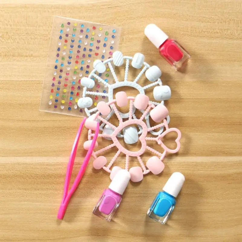 Juego juguetes para salón uñas para niña con estuche almacenamiento portátil, minisecador esmalte a base agua y