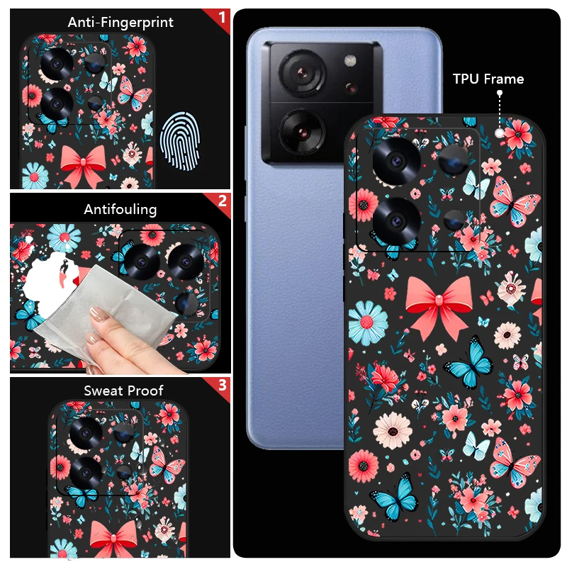 Romantische Blumenmuster Handyhülle für Xiaomi Redmi Note 14 13 Pro 5G 14 Pro Plus Note 13 14 4G stoßfeste weiche Silikonhülle