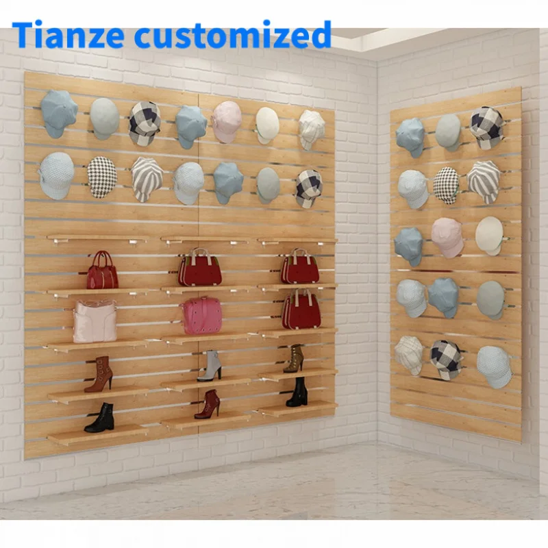 

(Customized) Slatwall Retail Shop Display Rack Wooden Display Panel Shop Cheap Phone Accessories Display Rack Stand