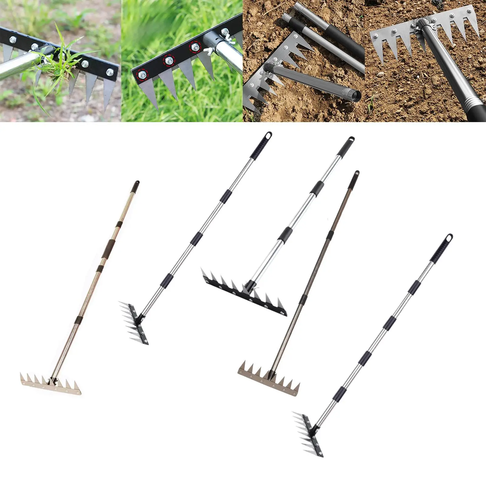 

Heavy Duty Yard Garden Hoe Weeding Rake Steel Agricultural Tiller for Garden Maintenance and Planting