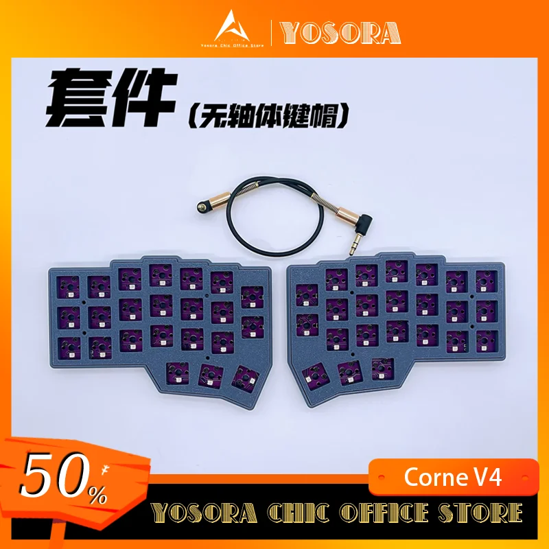 Corne V4 Split Keyboard Kit Mechanical Keyboards Wired RGB Custom Support VIAL Hot Swap Ergonomic Corne V4 Left and Right Handed