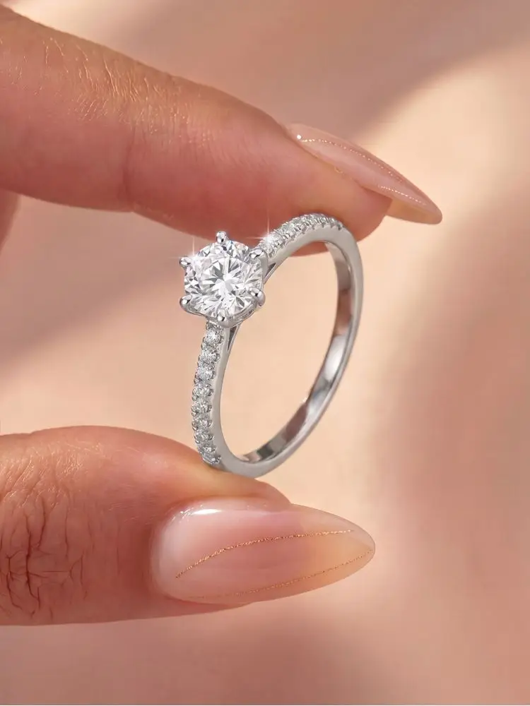 Simply Classic Gorgeous Shiny Single Zircon Ring For Women Engagement Wedding Anniversary Gift High Quality Trendy Jewelry