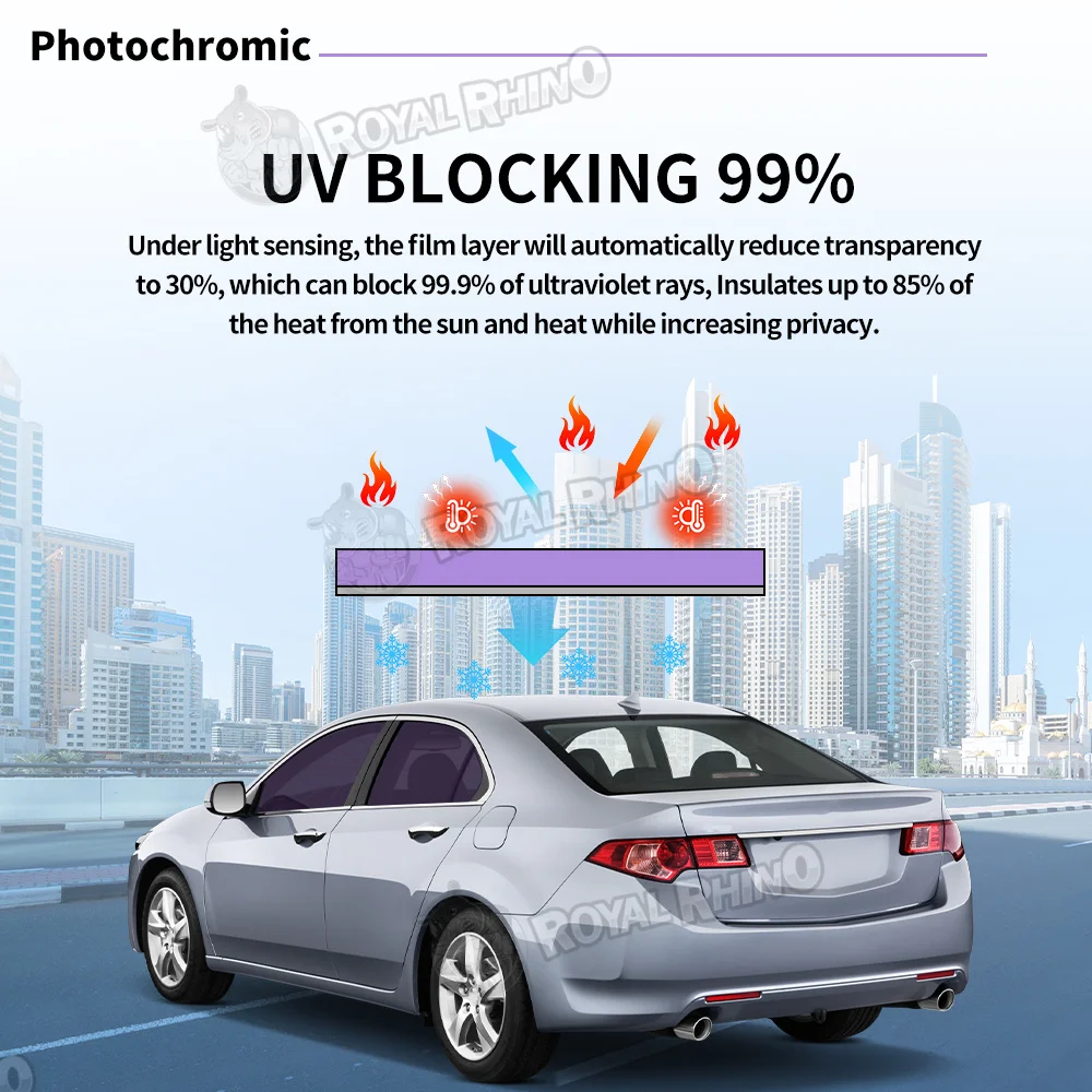 Auto Fenster Solar Tönung Photochrome Film Farbe Ändern Wärme Ablehnung Anti UV Für Jedes Auto Vorne Heckscheibe Fenster Zubehör – Detail 8