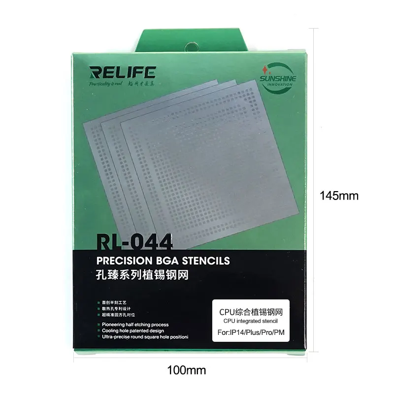 RELIFE RL-044 IPZ13 IP14/14Plus/14Pro/14ProMax-A15/16 CPU plantilla integrada/grueso 0,12 MM