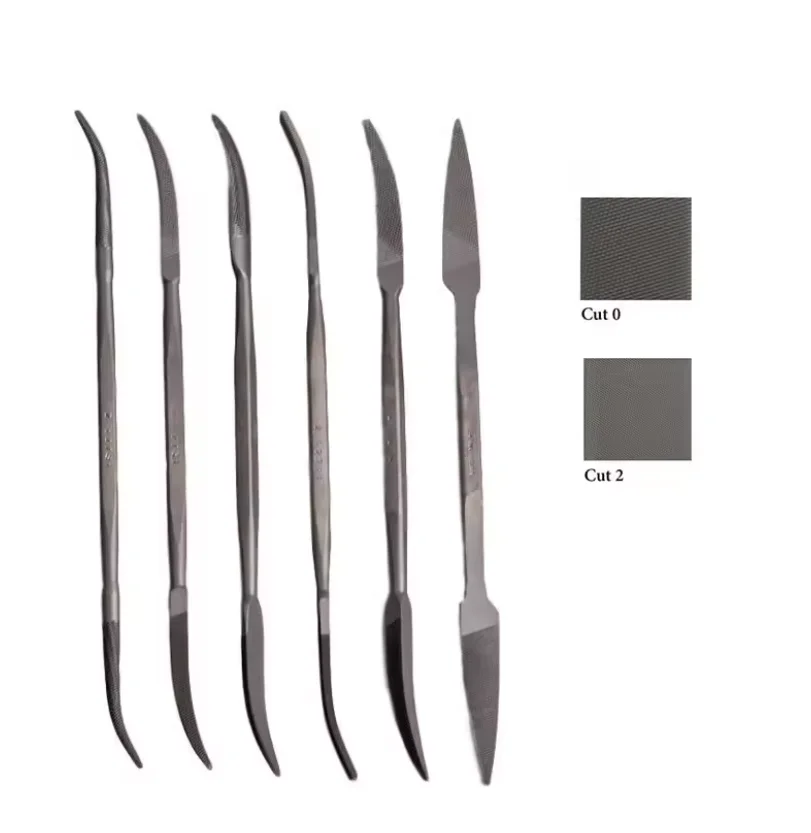 Original Glardon-Vallorbe 6Pcs Riffler File Set 180mm 66HRc Chrome Steel Cut 0 Cut 2 Curved Recess Jewelry Trimming File