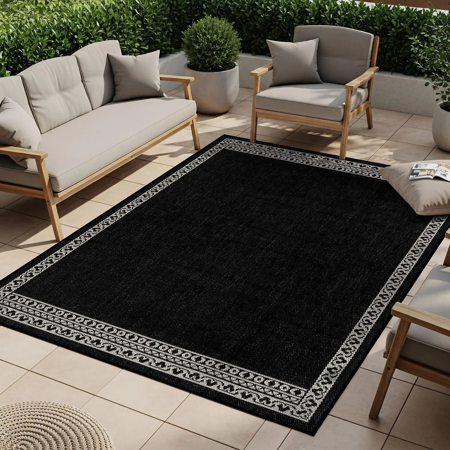 

Washable Outdoor Rug 6x9 Modern Area Rugs Outdoor Carpets Bordered Pattern Non Shedding Waterproof Easy Clean Patio Deck Porc