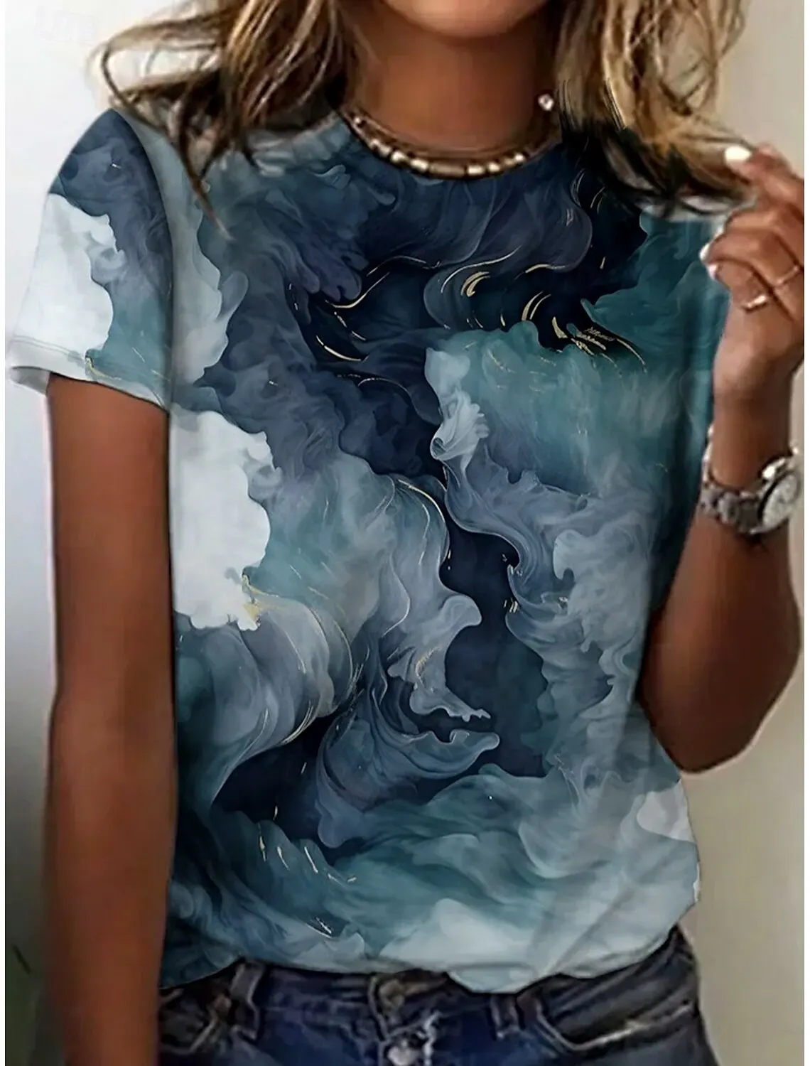 

Women's Beautiful Flower Prints T Shirts Short Sleeve PLUS-size 3D Prints O-Neck Shirt Summer Casual Women's Clothing Apparel