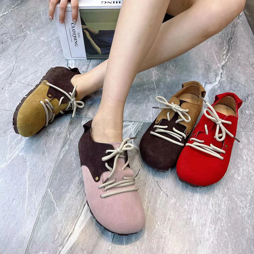 

Fashion Women Shoes Leather Lace Up Casual Women Flat Shoes Plus Size Designer Ladies Shoes 2024