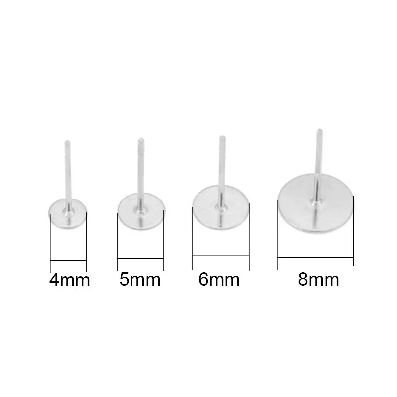 20 100pcs PVD Never Fade Hypoallergenic Stainless Steel Earrings Settings 4 5 6 8 mm Cabochon Base Earrings Back Jewelry Making image 2