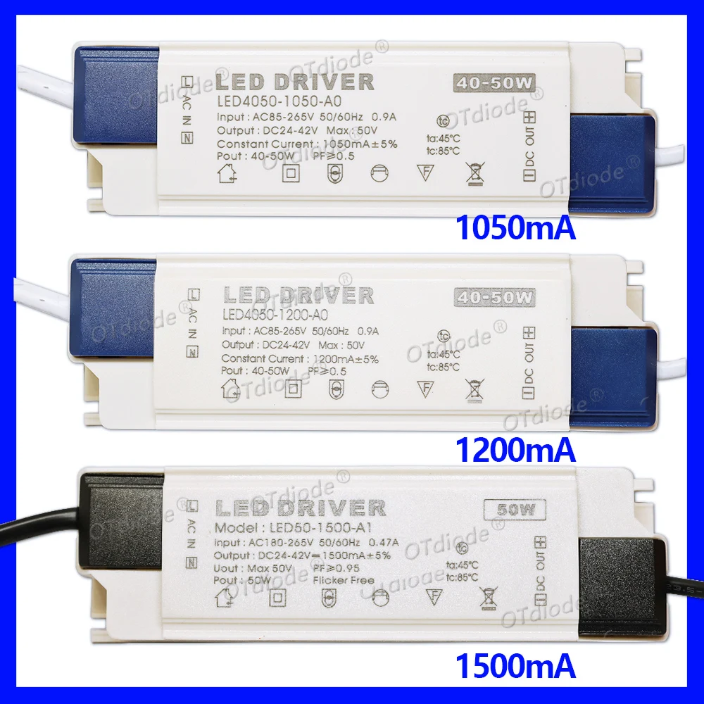 220V LED Driver Power Supply 40W 50W Panel Lamp Lighting Transformer AC85-265V 1050mA 1200mA 1500mA DC24-42V Flicker Free Driver