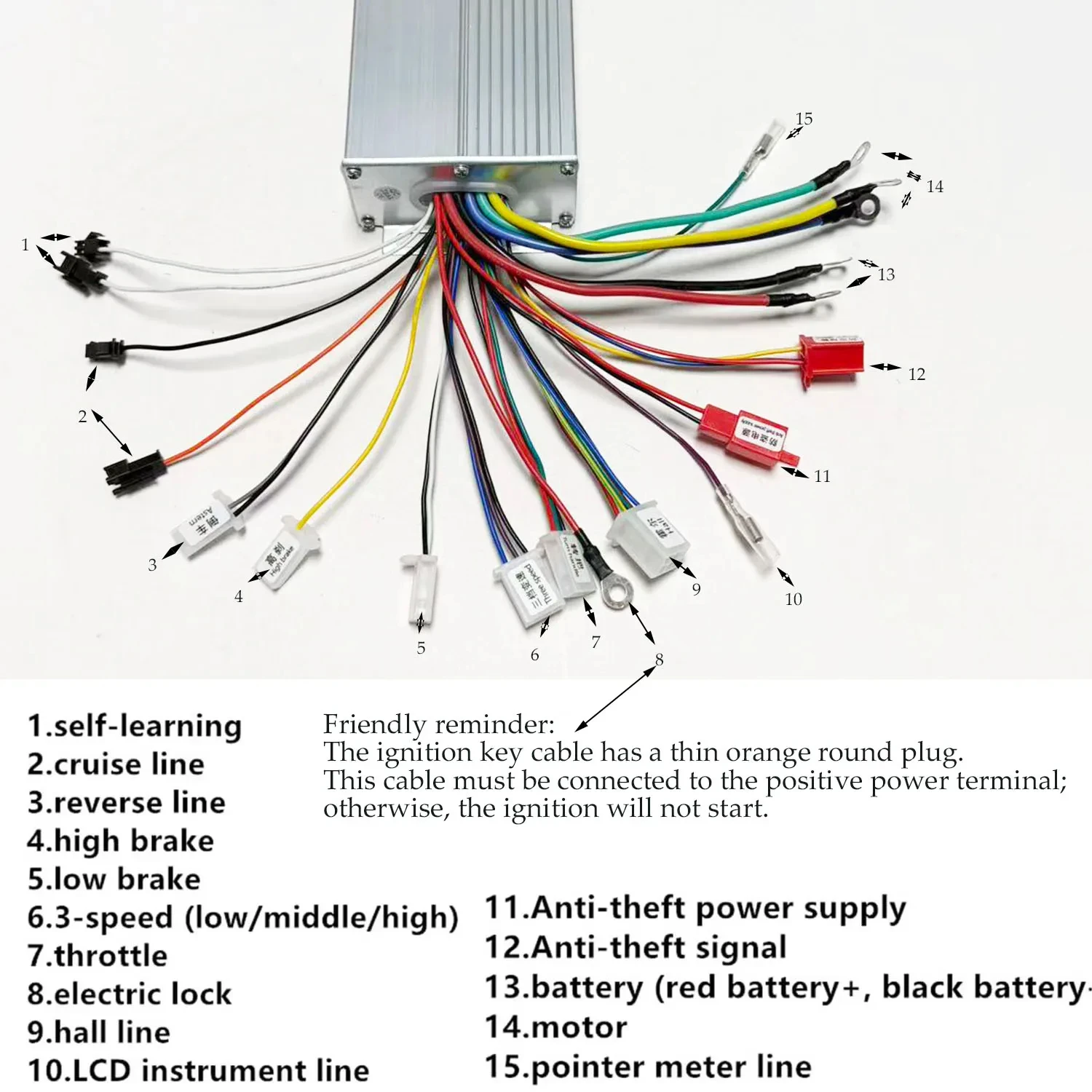 48V 60V 64V 72V 1000W 1500W Elektrischer Controller 12-Röhren-Dual-Mode Bürstenloser Controller für Motorroller und E-Bikes – Detail 6