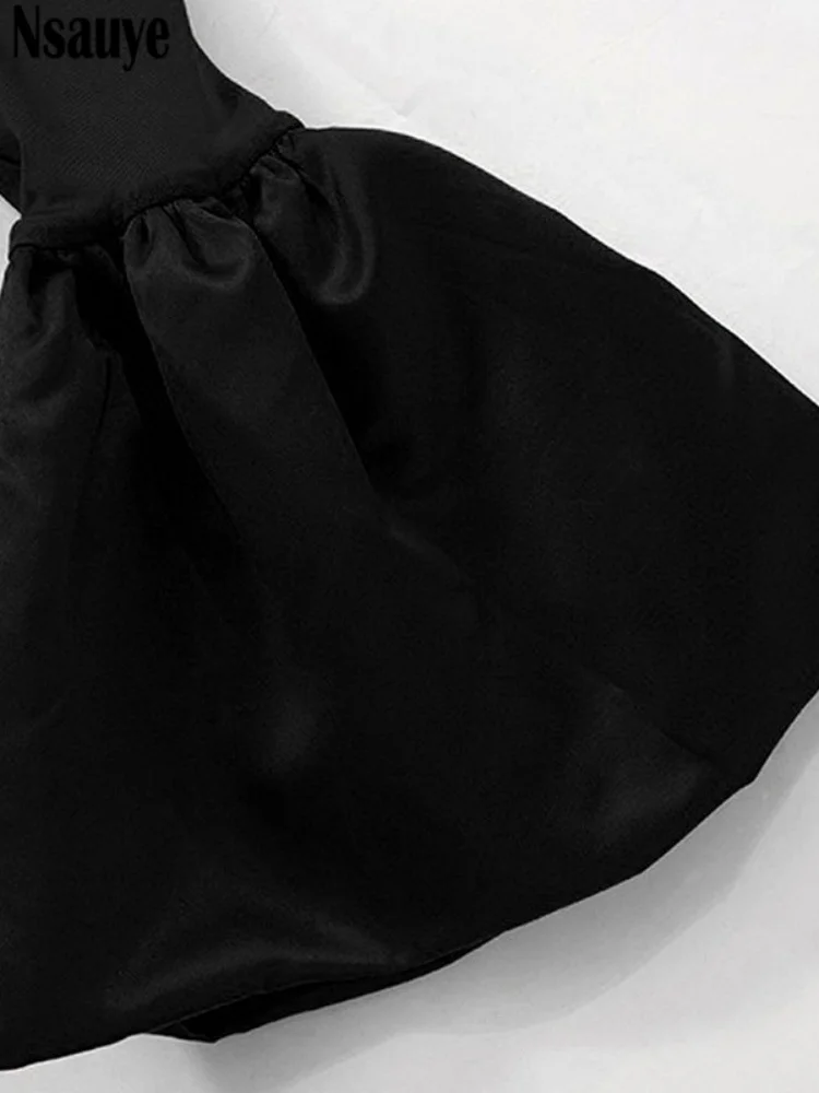 Nsauye elegante vestido de fiesta para mujer Vintage Bud manga larga Sexy noche moda abrigo noche Club vestido negro sin hombros 2024