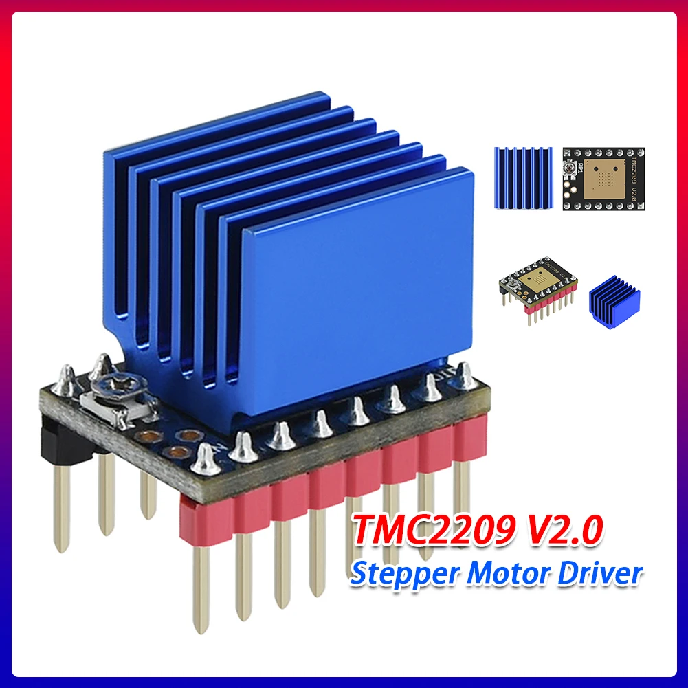 

Драйвер шагового двигателя TMC2209 V2.0 2,5 А UART Сверхтихий Stepsticks Поддержка режима шага/дров и Uart для 3D-принтера SKR V1.3/1.4