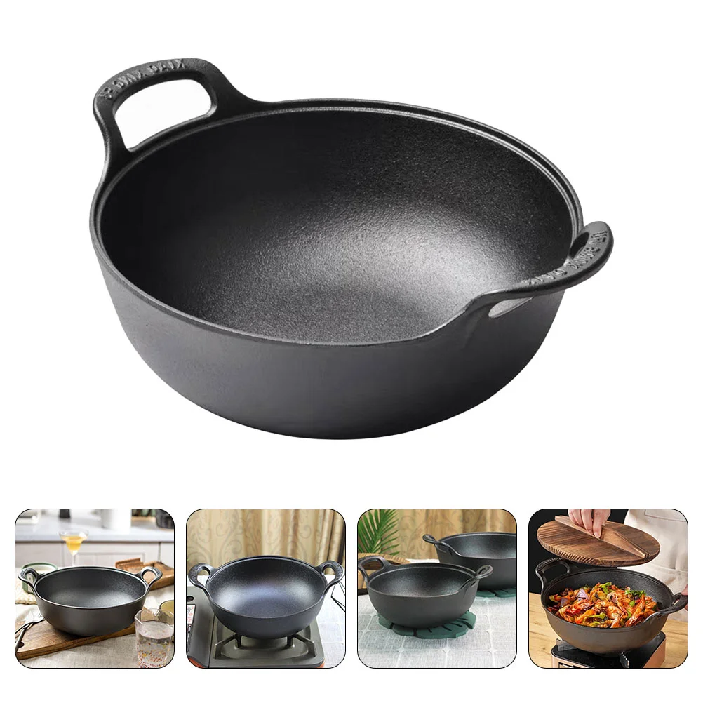 Iron Saucepan Cast Iron Sauce Pan Stew Pot No Coating Non-stick Cooking Pot Cooking Nonstick Nonstick Oven Set 20X20X6.5cm