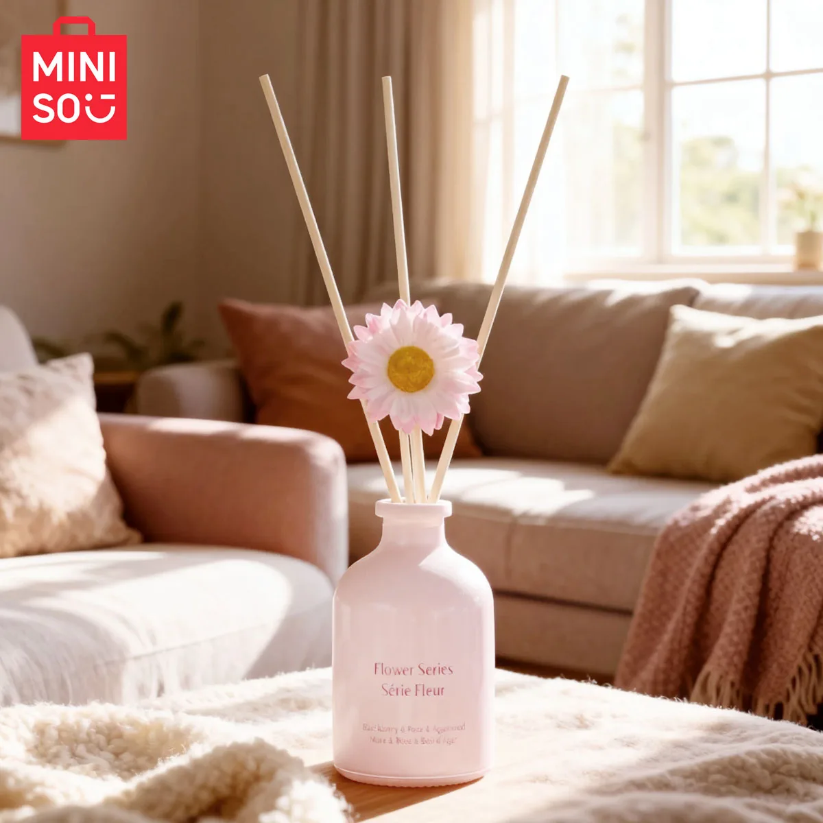 MINISO Flower Series Fire Free Aroma with Diffuser Vine Reed Rod Diffuser Suitable for Air Freshener Fragrance