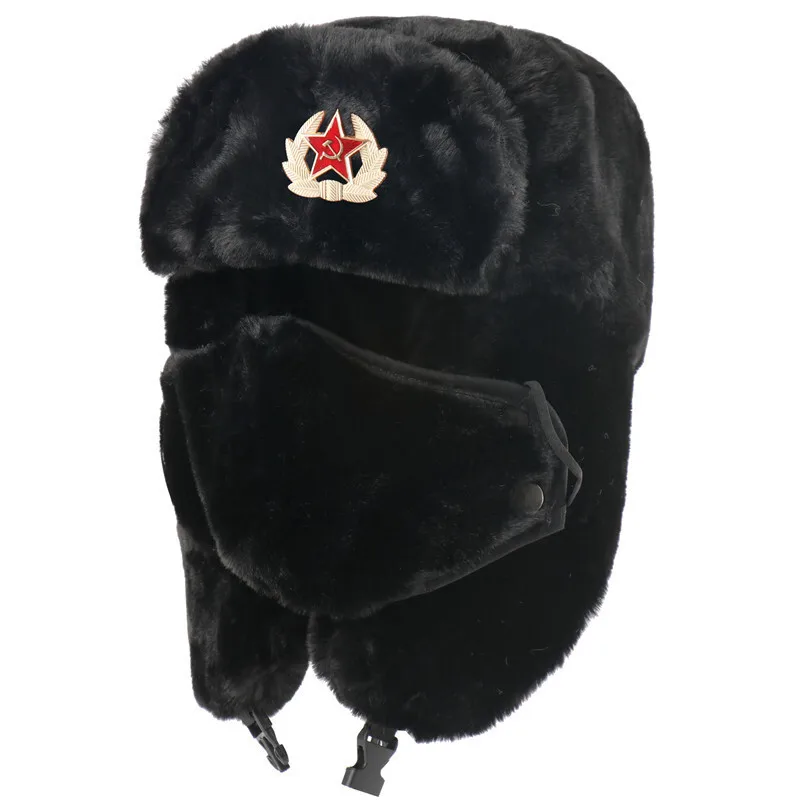 Russian Hats Thermal Hats with Ear Flap and Detachable Windproof Mask Breathable Winter Trapper Hat for Outdoor Activities