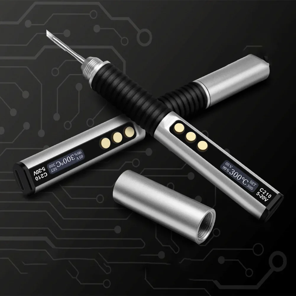 C210 Smart Soldering Iron Fast Heating Digital Display & USB Powered Portable 5-20V Temperature Control Soldering Iron Kit