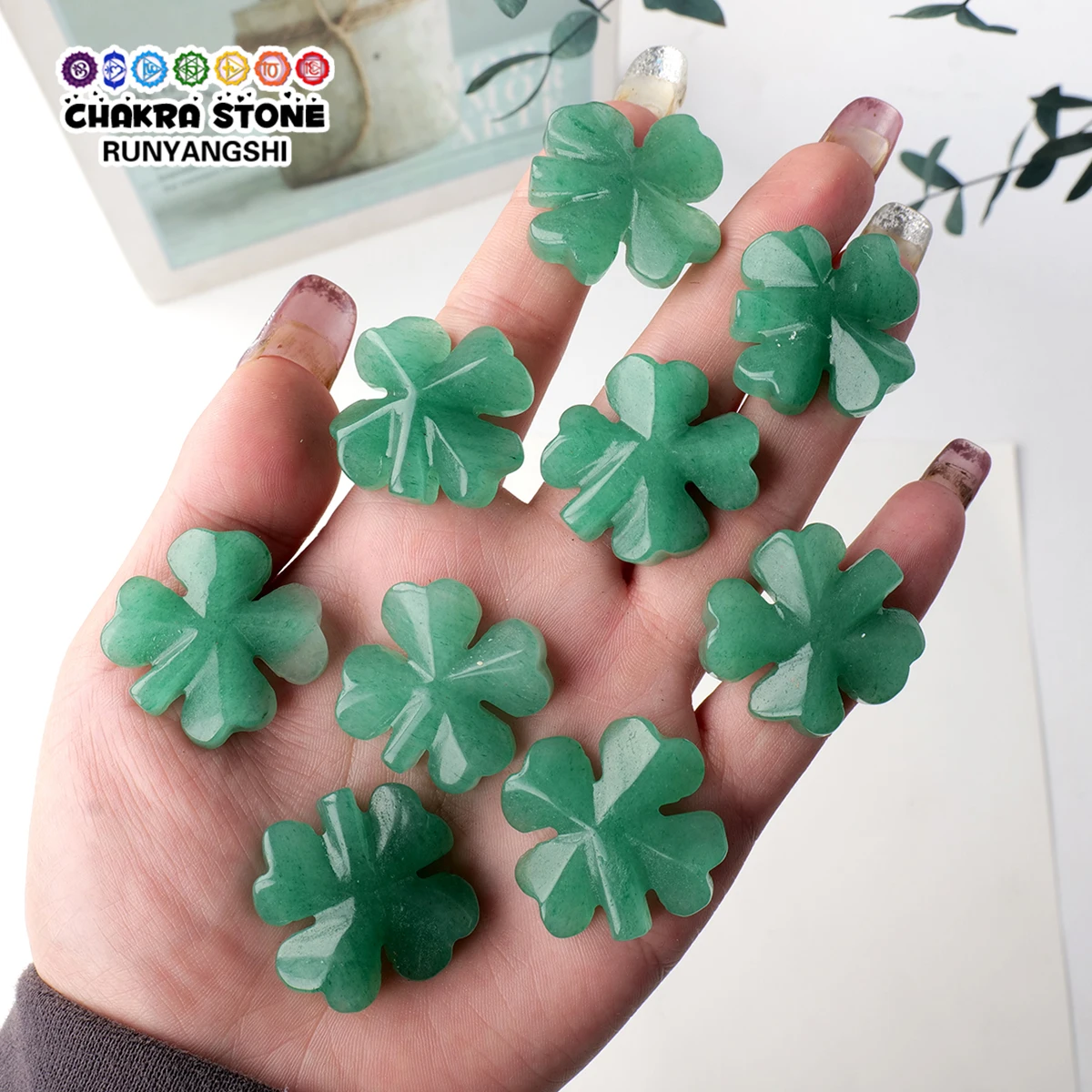 1PC Natural Crystal Aventurine Mini Lucky Four Leaf Clover Pocket Play DIY Jewelry Accessories