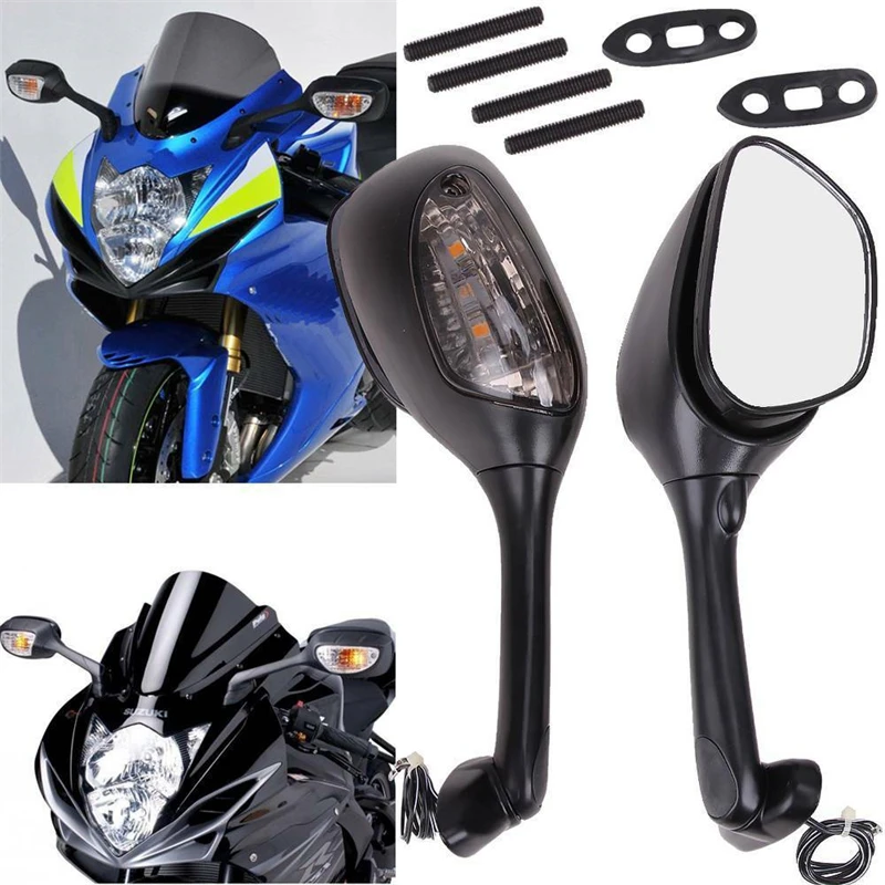 2pcs Lattice+ Transparent Cover Motorcycle Rearview Mirror Turn Signal LED For Suzuki GSXR600 750 06-2017 GSXR1000 SV1000